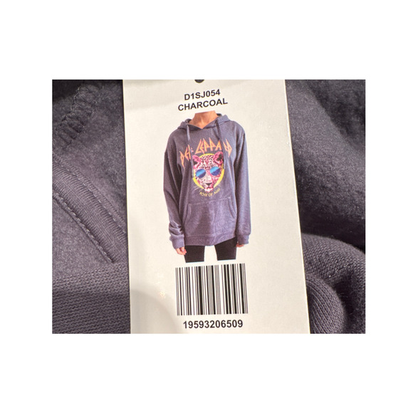 UNISEX Def Leppard Rock of Ages Charcoal Hoodie Pink Leopard LARGE - NWT - Picture 8 of 9